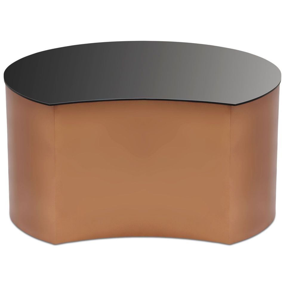 Table basse en verre noir et pieds métal cuivré Simila D 60 cm - Photo n°1