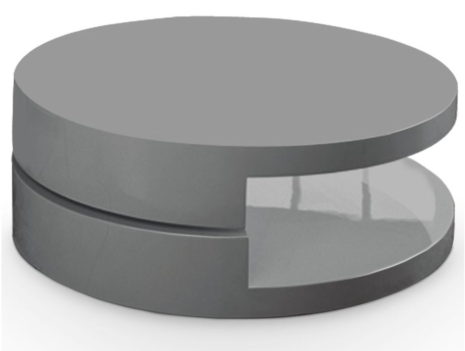 Table basse ronde laquée pivotante Gris Gloos - Photo n°1