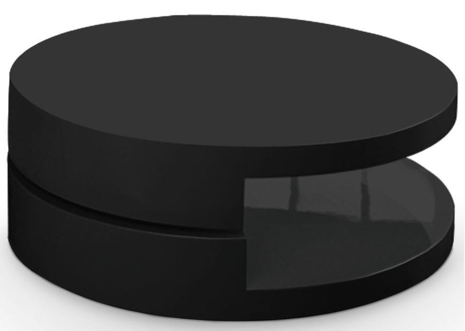 Table basse ronde laquée pivotante Noir Gloos - Photo n°1