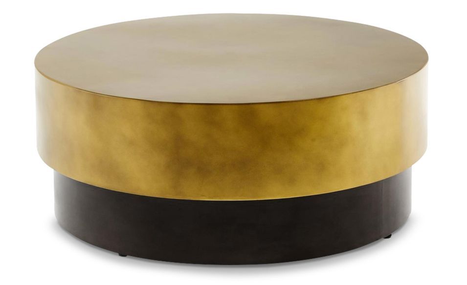 Table basse ronde métal doré et noir Lise - Photo n°1