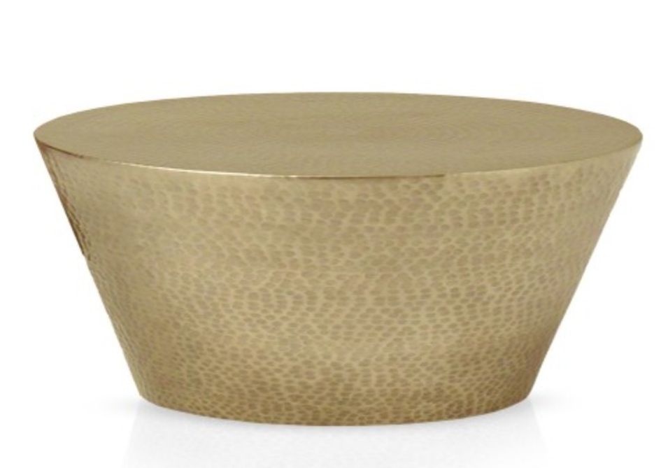 Table basse ronde métal martelé or Sphinx - Photo n°1