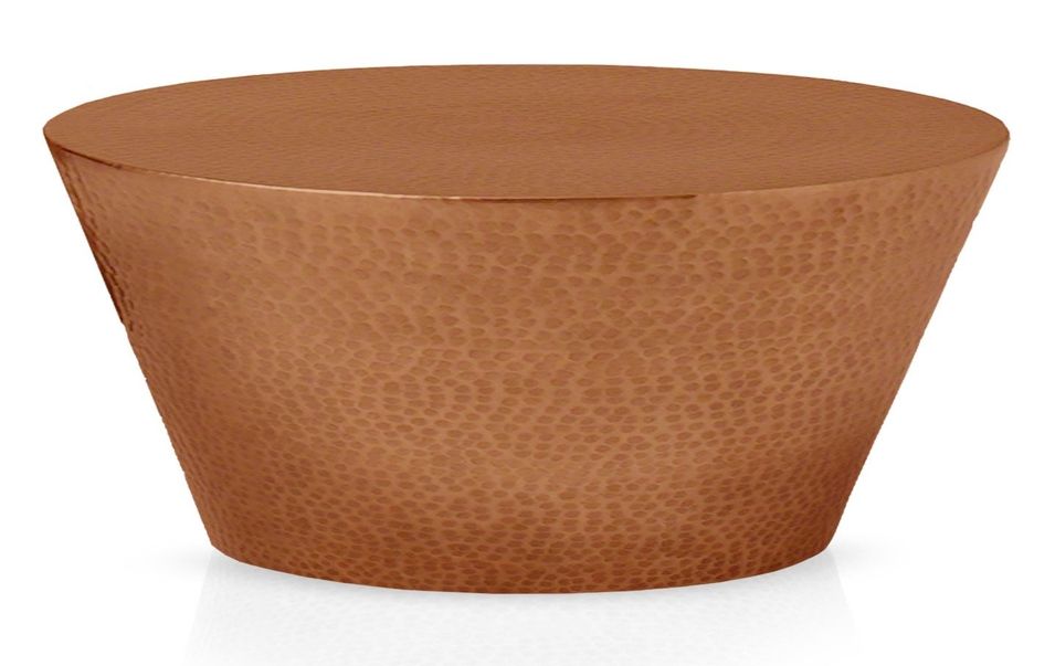 Table basse ronde métal poli martelé bronze Gabie - Photo n°1