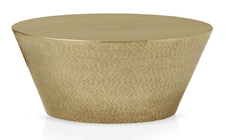 Table basse ronde métal poli martelé doré Gabie - Photo n°1