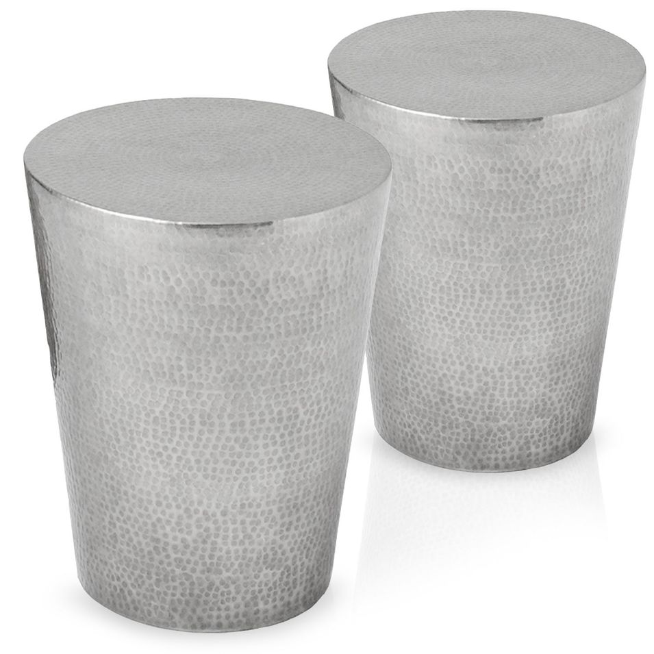 Table basse ronde métal poli martelé Gabie - Lot de 2 - Photo n°1