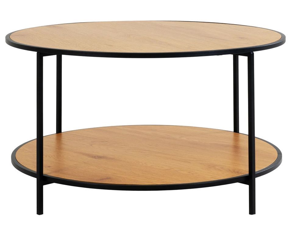 Table basse ronde VITA Ø80 cm - Bois naturel ou métal noir - Photo n°1
