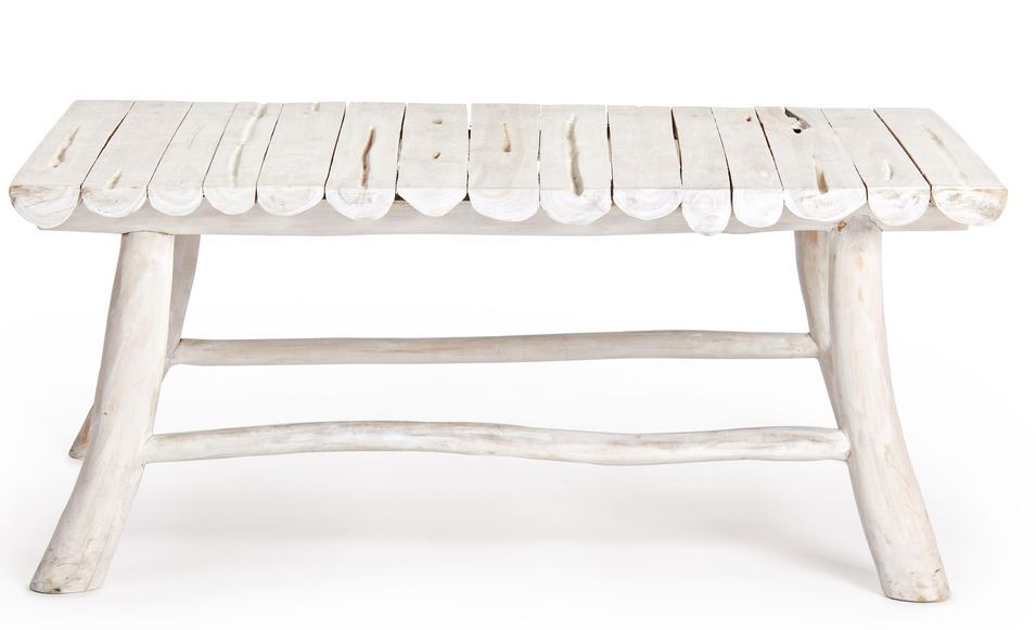 Table basse SAHEL – bois massif de teck blanchi – 90 x 60 cm - Photo n°1