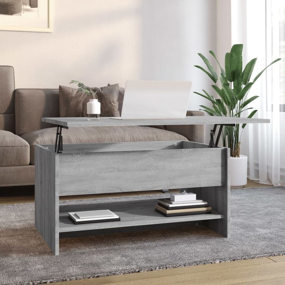 Table basse Sonoma gris 80x50x40 cm Bois d'ingénierie - Photo n°1