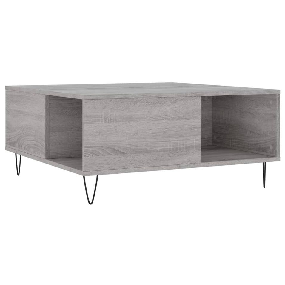 Table basse sonoma gris 80x80x36,5 cm bois d'ingénierie - Photo n°1