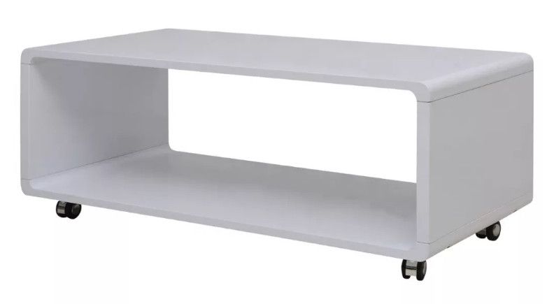 Table basse sur roulettes bois blanc brillant Fenjy - Photo n°1