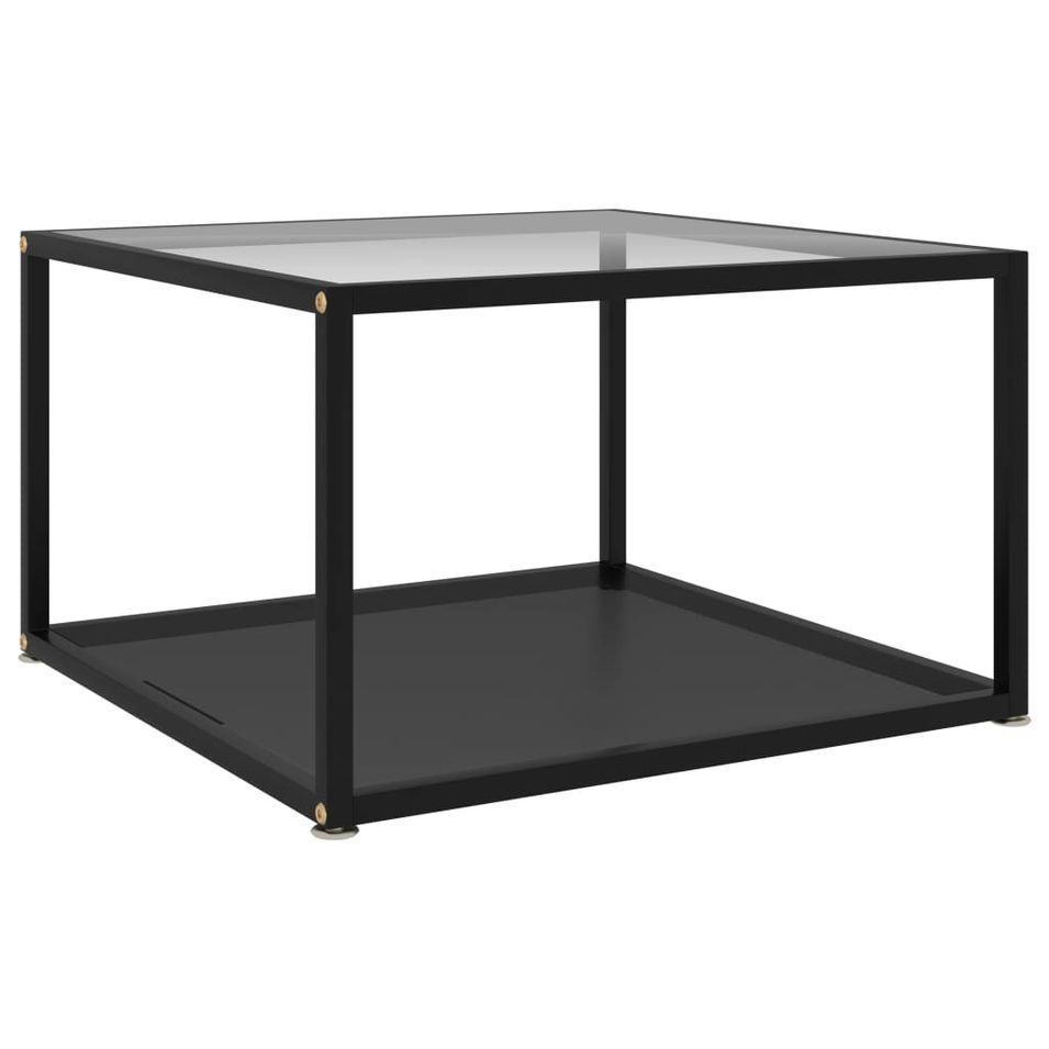 Table basse Transparent et noir 60x60x35 cm Verre trempé - Photo n°1