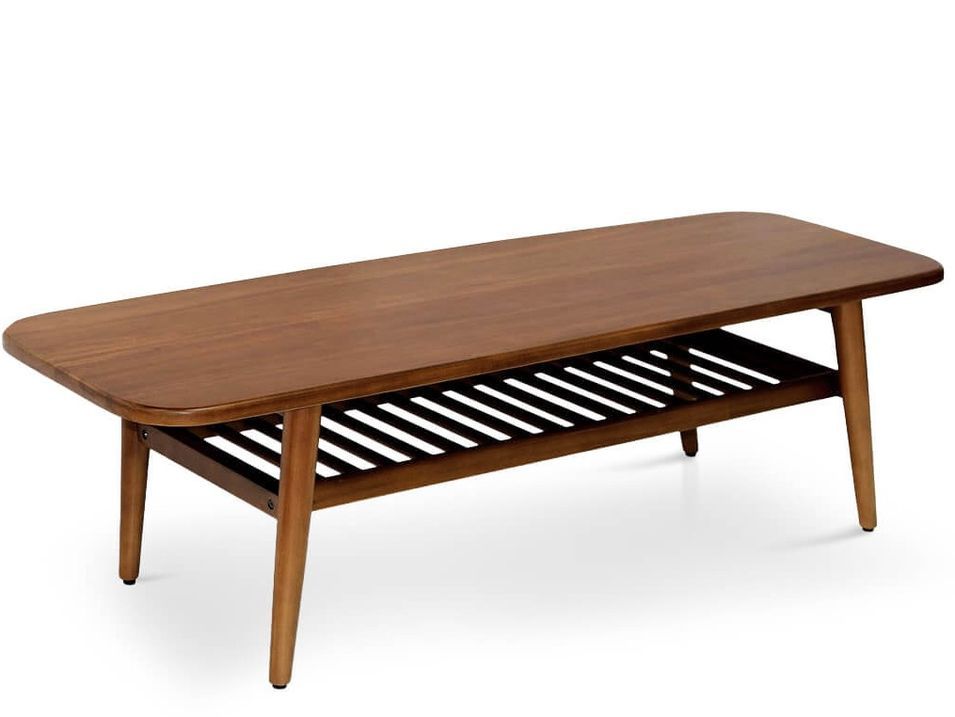 Table basse VALENCIA avec étagère – Bois massif d’acajou – 150 cm - Photo n°1