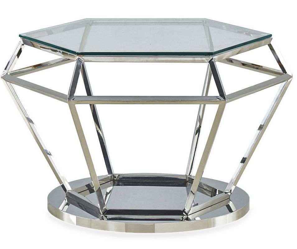 Table basse verre et pieds métal argenté Tonnya - Photo n°1