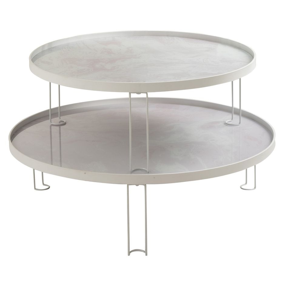 Table basse verre et pieds métal blanc Verone - Lot de 2 - Photo n°1