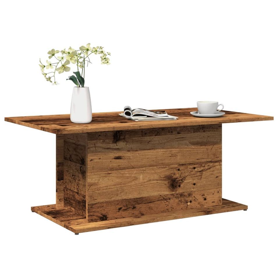 Table basse vieux bois 102x55,5x40 cm bois d'ingénierie - Photo n°1