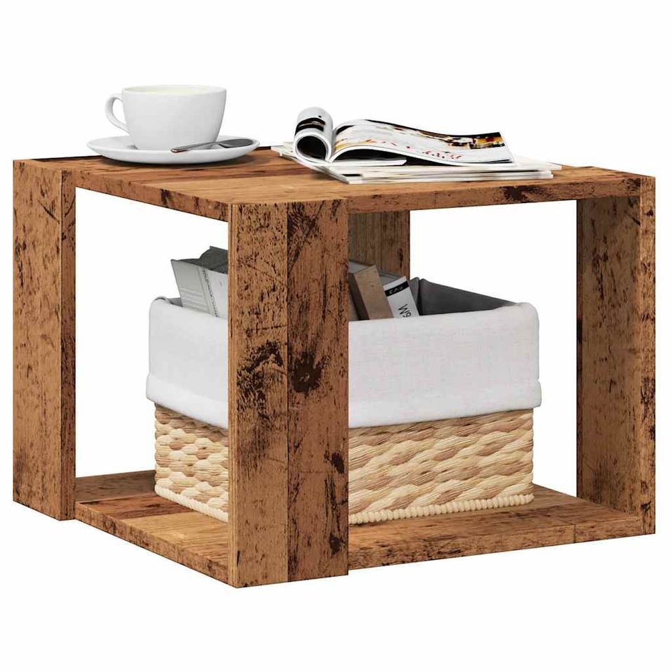 Table basse vieux bois 40x40x30 cm bois d'ingénierie - Photo n°1
