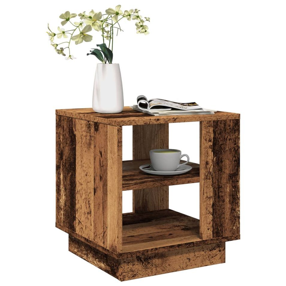 Table basse vieux bois 40x40x43 cm bois d'ingénierie - Photo n°1