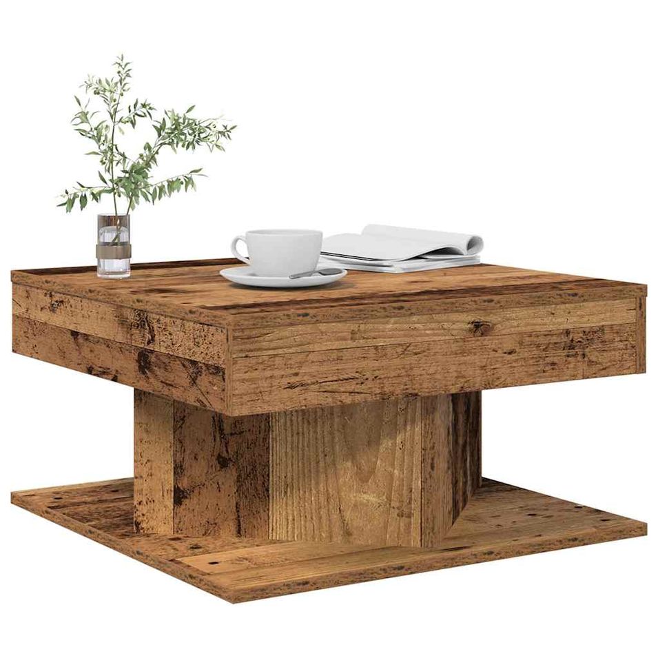 Table basse vieux bois 55x55x30 cm bois d'ingénierie - Photo n°1
