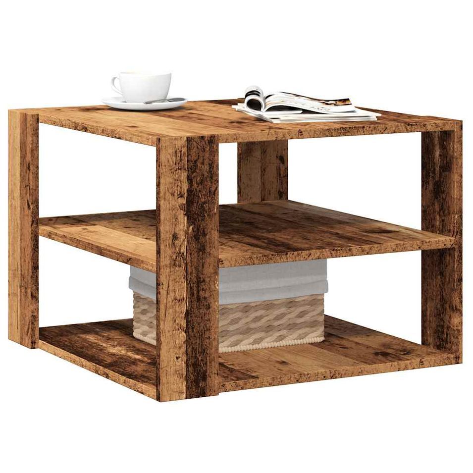 Table basse vieux bois 58x58x40 cm bois d'ingénierie - Photo n°1