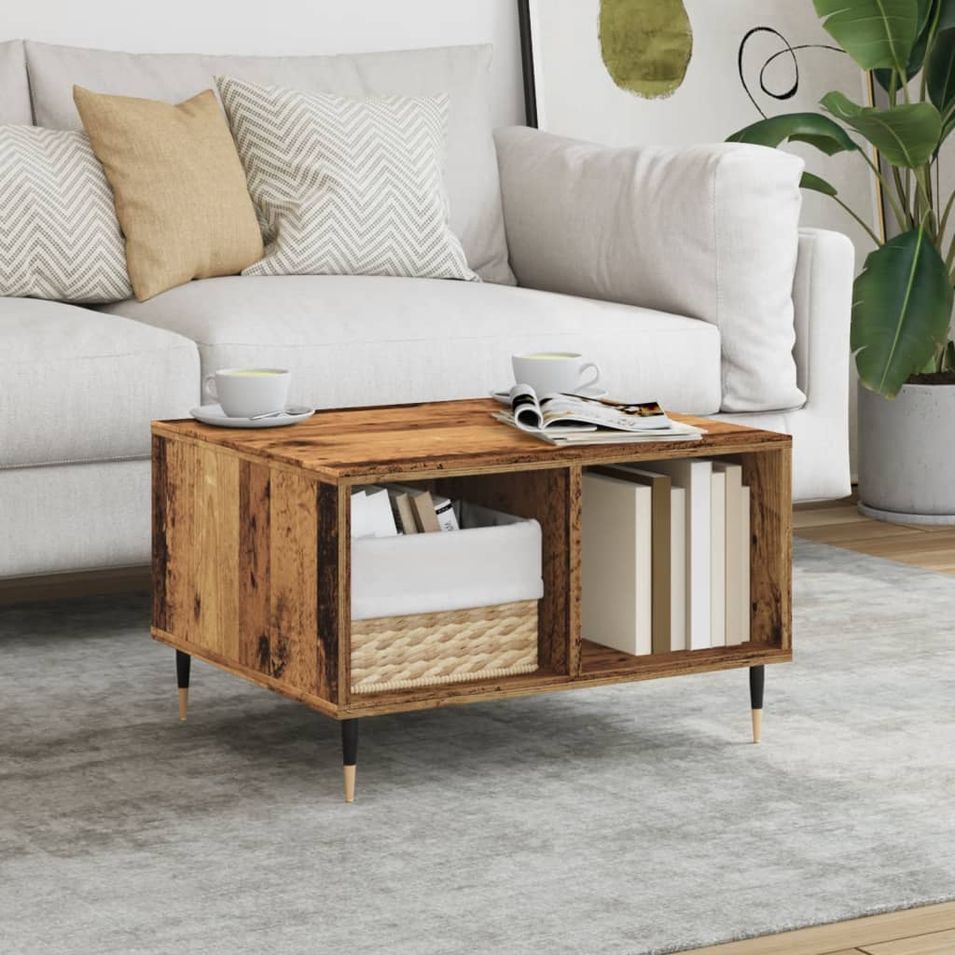 Table basse vieux bois 60x50x36,5 cm bois d'ingénierie - Photo n°1