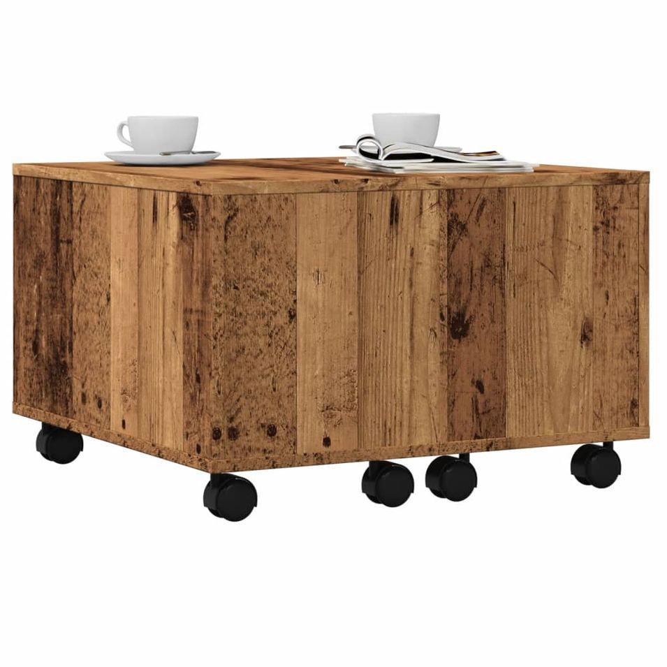 Table basse vieux bois 60x60x38 cm bois d'ingénierie - Photo n°1