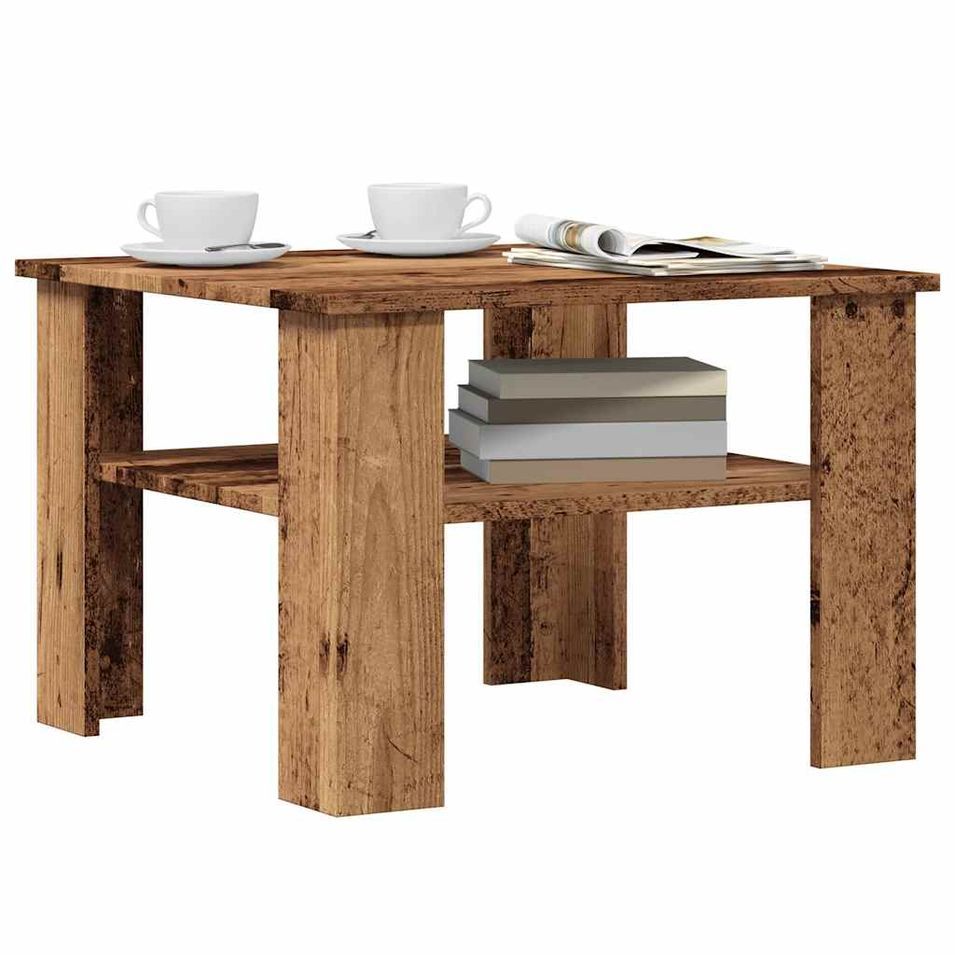 Table basse vieux bois 60x60x42 cm bois d'ingénierie - Photo n°1