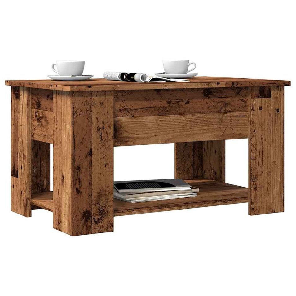 Table basse vieux bois 79x49x41 cm bois d'ingénierie - Photo n°1