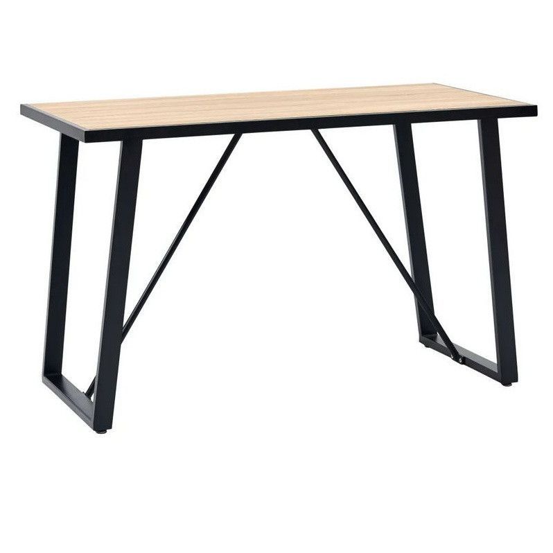 Table bois clair et pieds métal noir Ahut 120 cm - Photo n°1