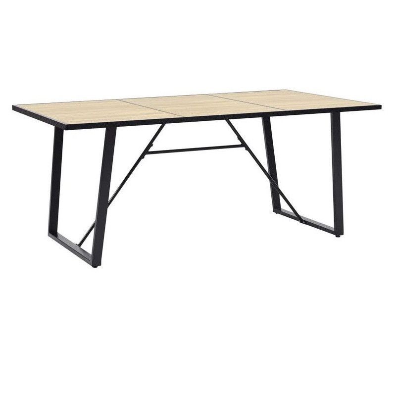 Table bois clair et pieds métal noir Ahut 200 cm - Photo n°1