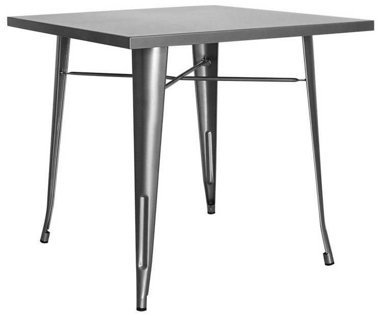 Table carrée acier argenté Kontoir 70x70 cm - Photo n°1
