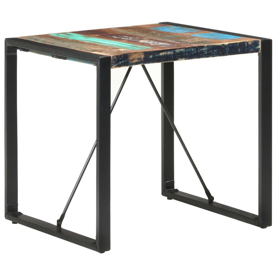 Table carrée industrielle 80x80x75 cm bois recyclé massif et métal noir Vosa - Photo n°1