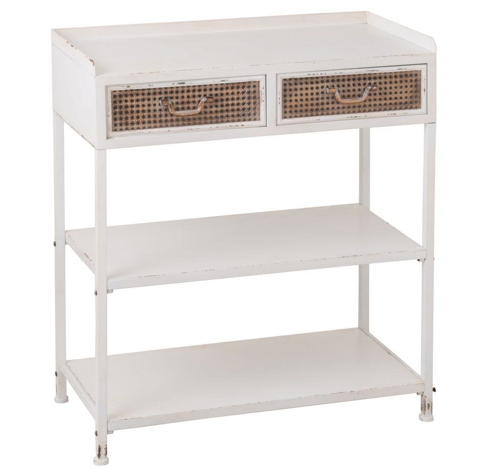 Table console 2 tiroirs métal blanc Harry L 75.5 cm - Photo n°1