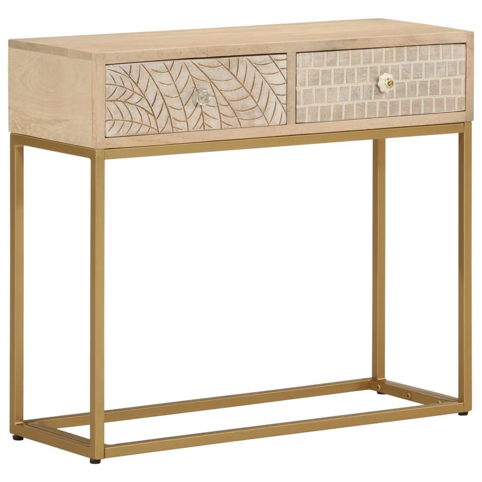 Table console 90x30x76 cm bois massif de manguier et fer - Photo n°1