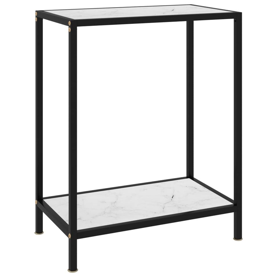 Table console Blanc 60x35x75 cm Verre trempé - Photo n°1