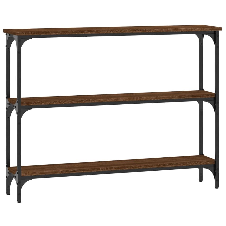 Table console chêne marron 100x22,5x75 cm bois d'ingénierie - Photo n°1
