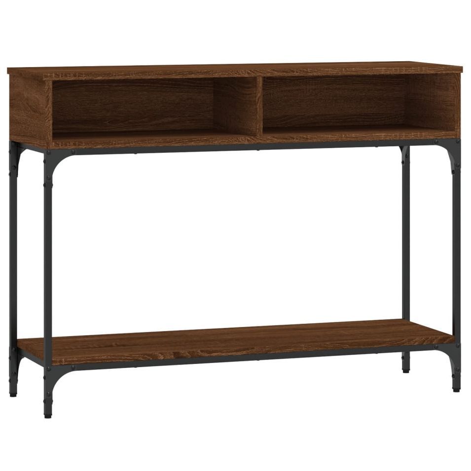 Table console chêne marron 100x30,5x75 cm bois d'ingénierie - Photo n°1