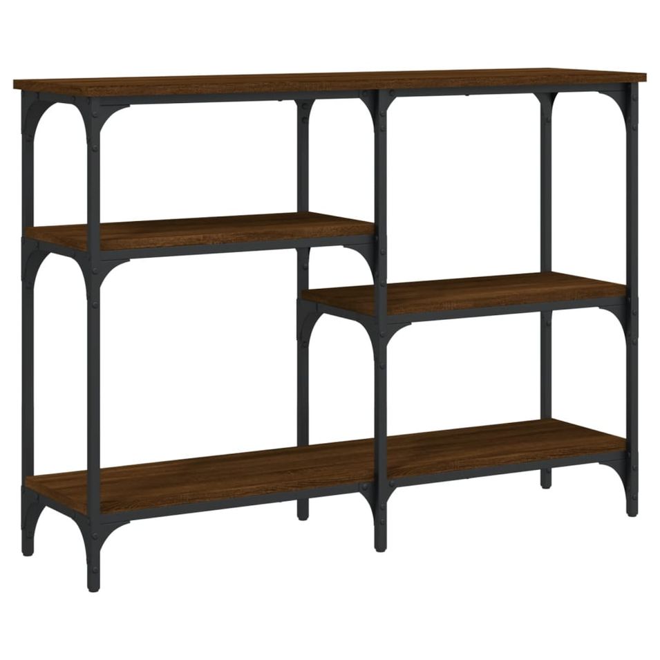 Table console chêne marron 102x29x75 cm bois d'ingénierie - Photo n°1