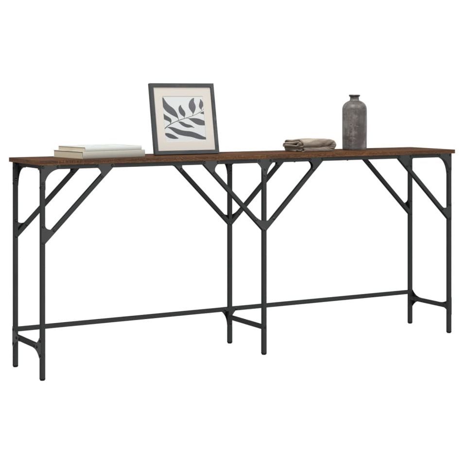 Table console chêne marron 180x29x75 cm bois d'ingénierie - Photo n°1