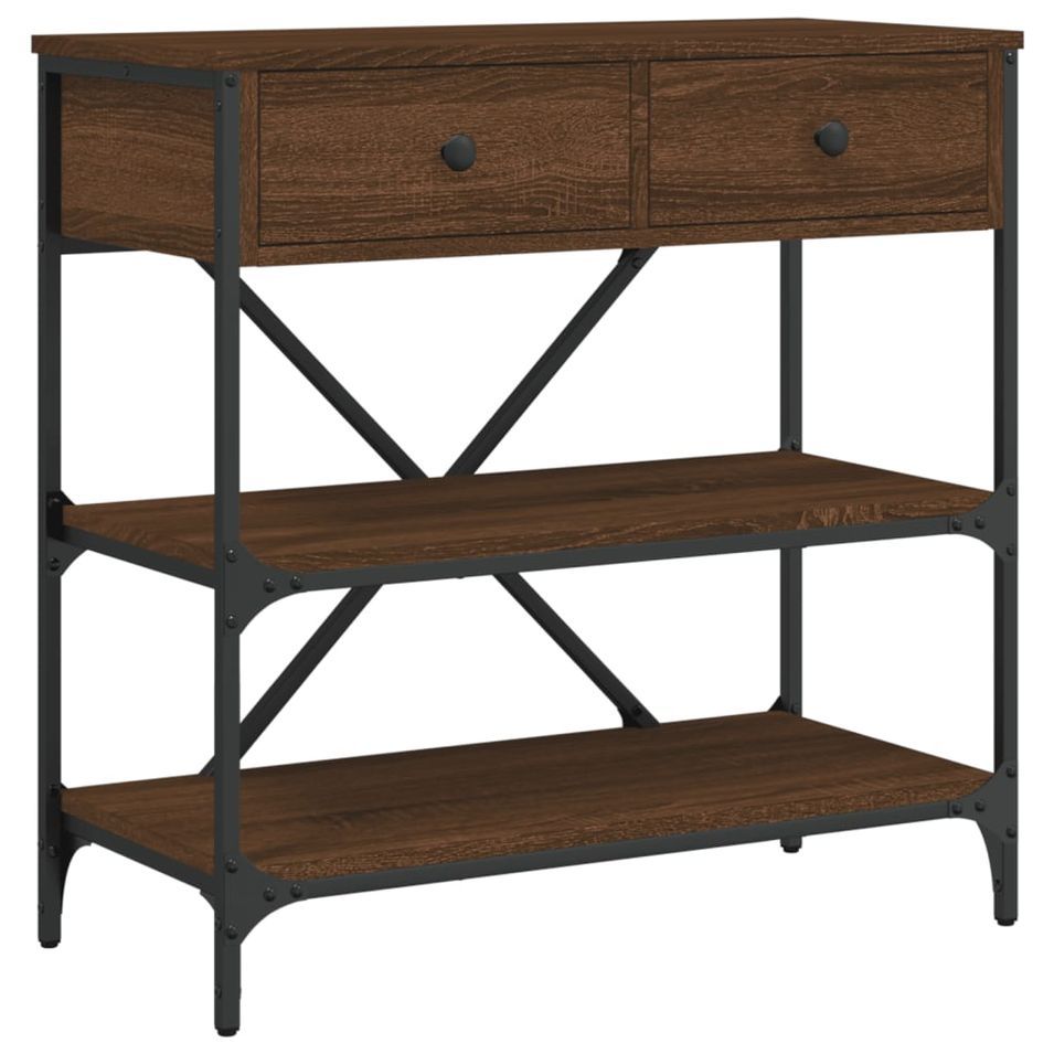 Table console chêne marron 75x34,5x75 cm bois d'ingénierie - Photo n°1