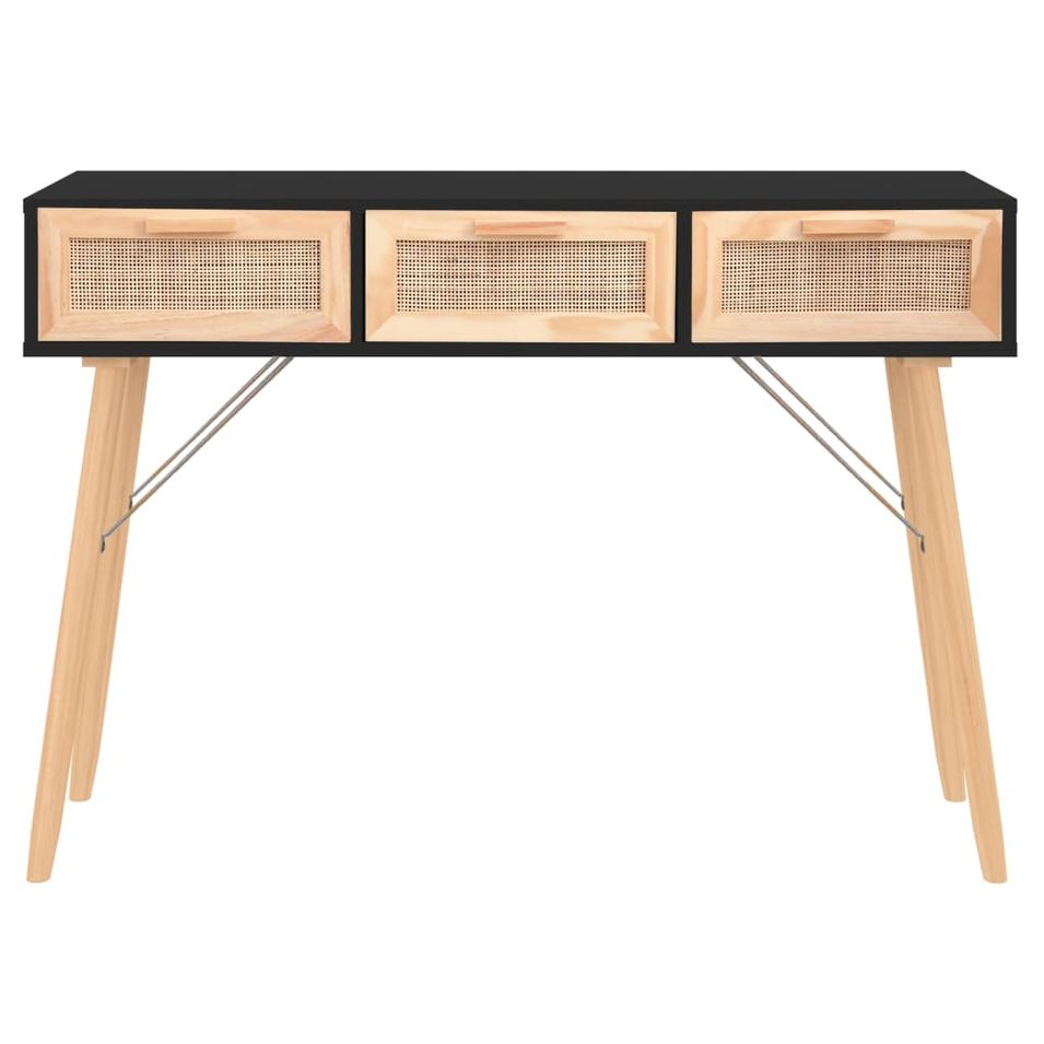 Table console en bois 3 tiroirs en Rotin naturel 105 cm - Modèle Kaliga - Photo n°1