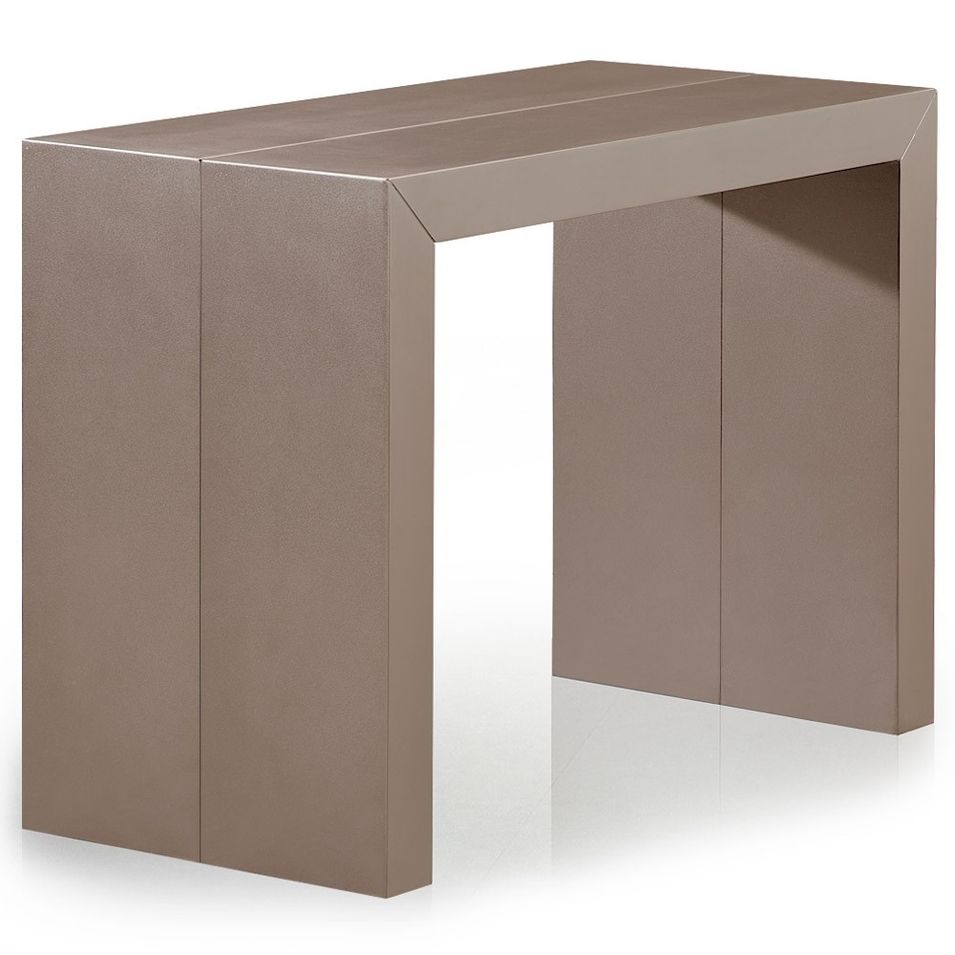 Table console extensible Bois Taupe 50 à 250 cm - 12 personnes - Photo n°1