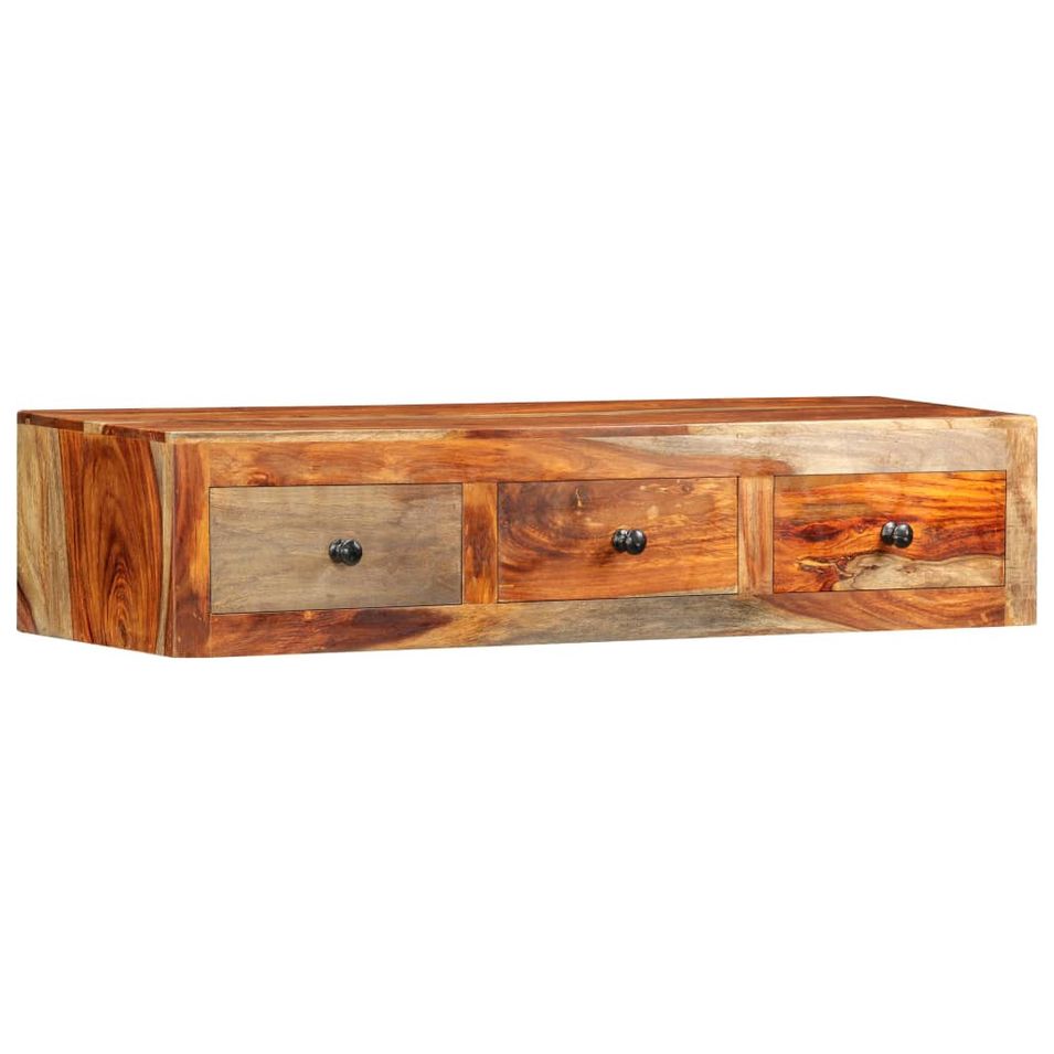 Table console murale 100x25x20 cm Bois de Sesham massif - Photo n°1