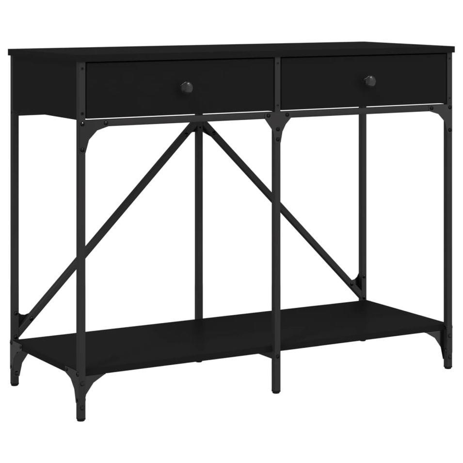 Table console noir 100x39x78,5 cm bois d'ingénierie - Photo n°1
