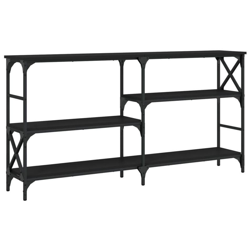 Table console noir 150x29x76,5 cm bois d'ingénierie - Photo n°1