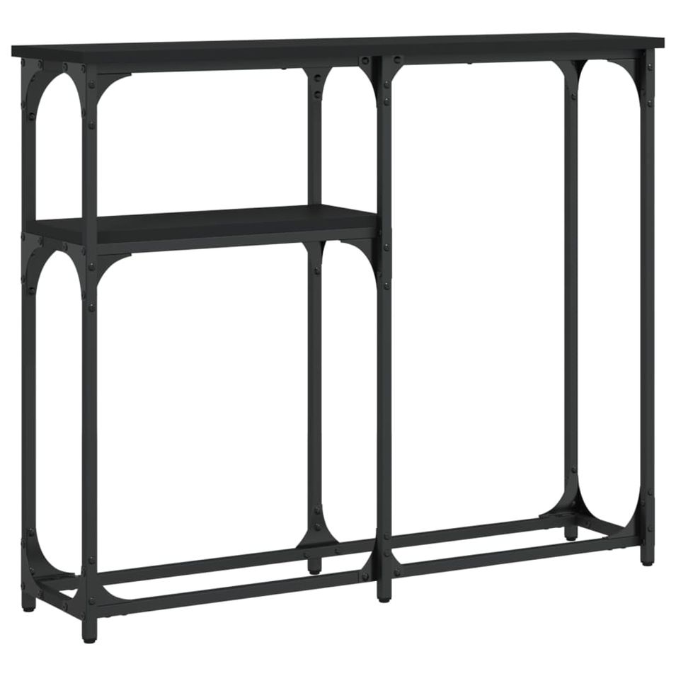 Table console noir 90x22,5x75 cm bois d'ingénierie - Photo n°1