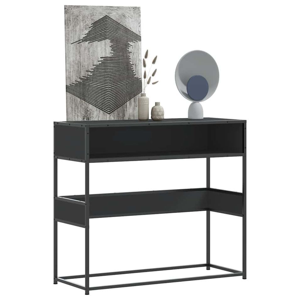 Table console noir 90x35x80 cm bois d'ingénierie - Photo n°1