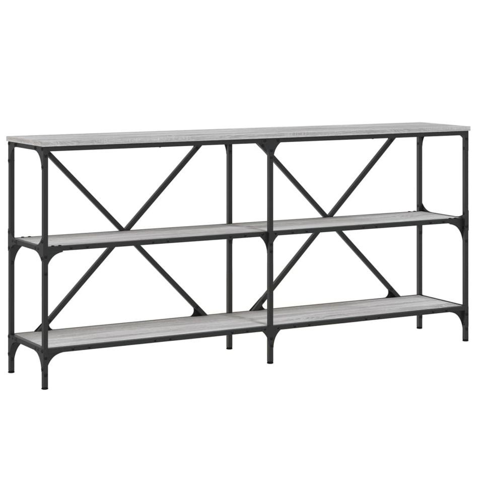 Table console sonoma gris 160x30x75 cm bois d'ingénierie et fer - Photo n°1