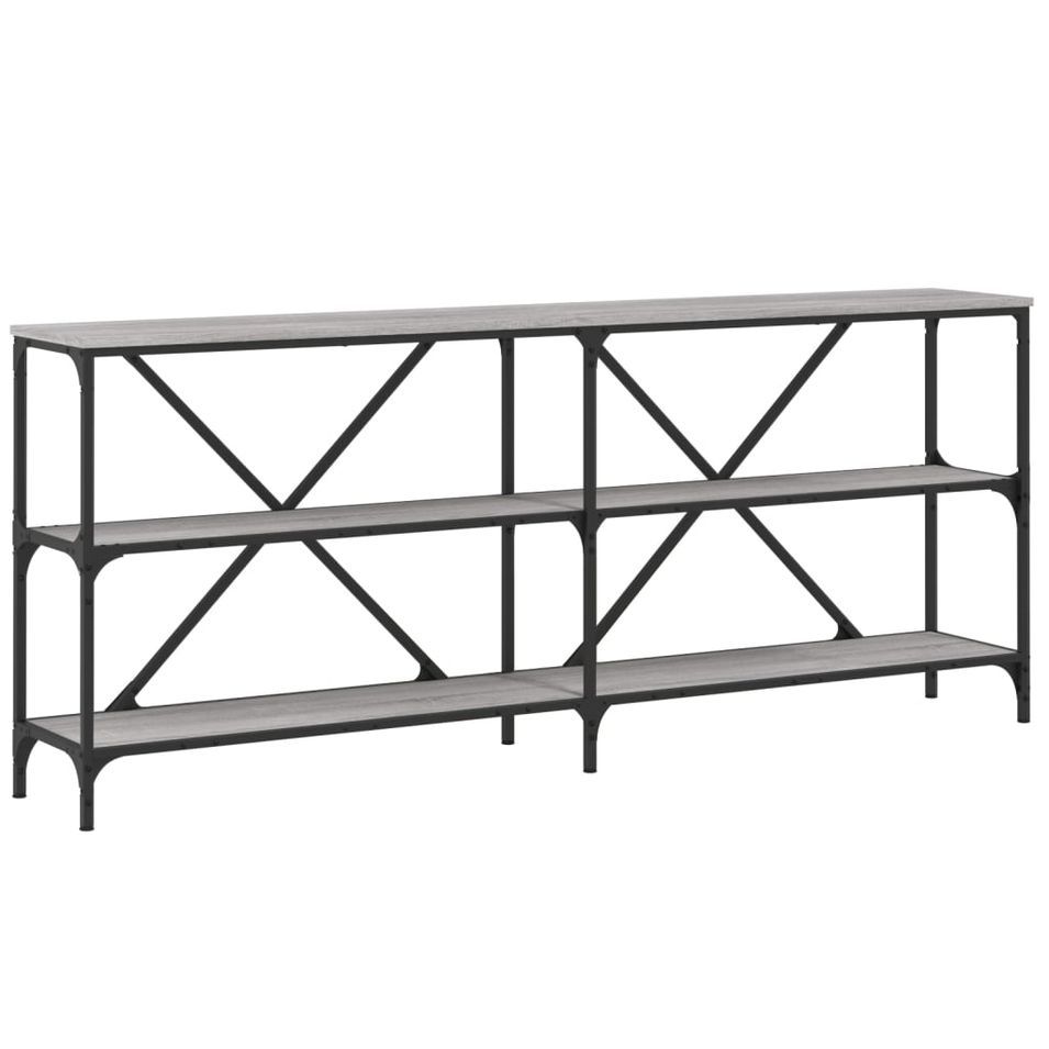 Table console sonoma gris 180x30x75 cm bois d'ingénierie et fer - Photo n°1
