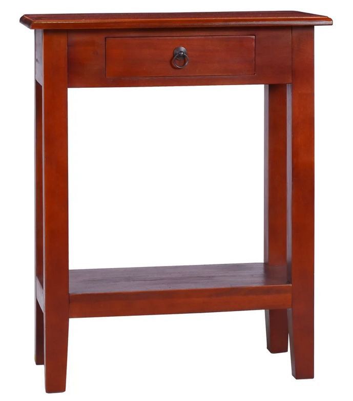 Table d'appoint 1 tiroir acajou massif foncé Fatur - Photo n°1