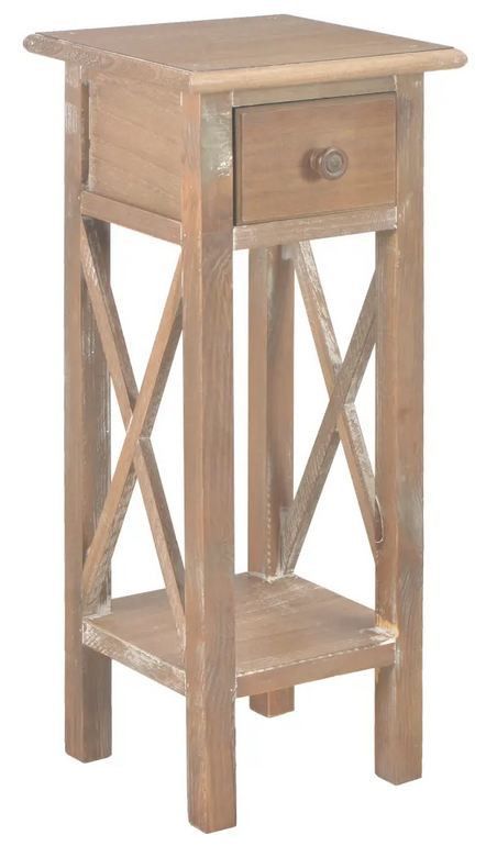 Table d'appoint 1 tiroir pin massif foncé Cosa - Photo n°1