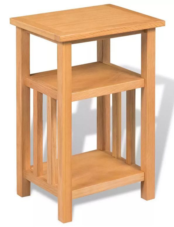 Table d'appoint 2 étagères chêne massif clair Odero H 55 cm - Photo n°1